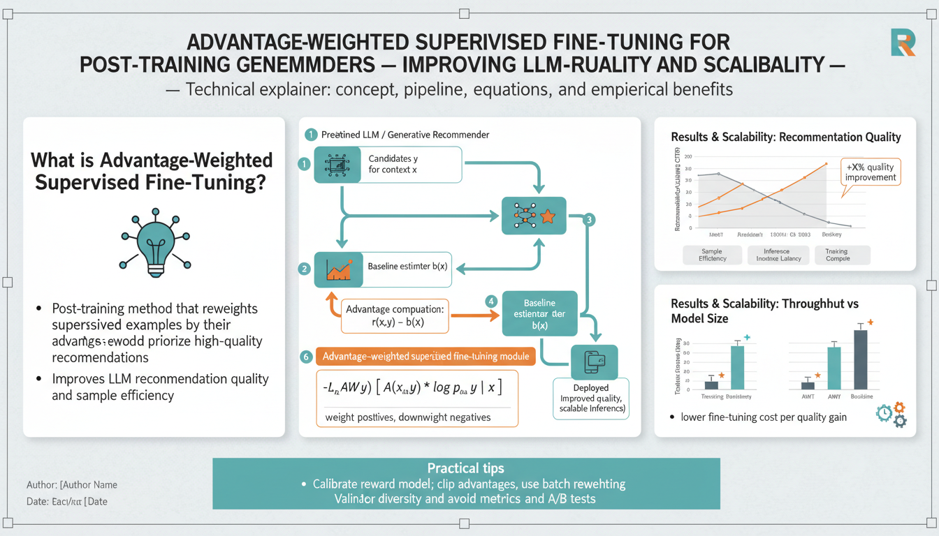 Advantage-Weighted Supervised Fine-Tuning for Post-Training Generative Recommenders — Improving LLM Recommendation Quality and Scalability