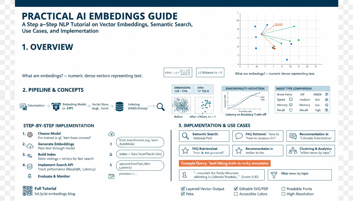 Practical AI Embeddings Guide: A Step-by-Step NLP Tutorial on Vector Embeddings, Semantic Search, Use Cases, and Implementation