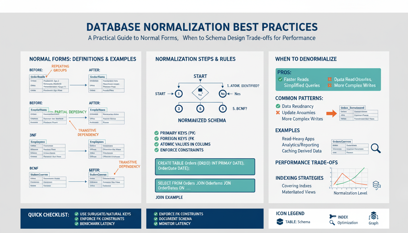 Database Normalization Best Practices: A Practical Guide to Normal Forms, When to Denormalize, and Schema Design Trade-offs for Performance