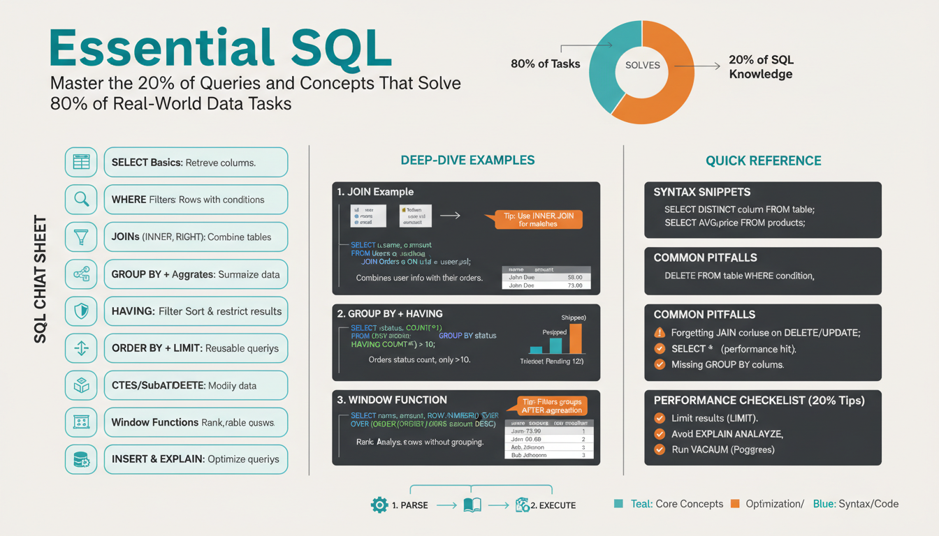Essential SQL: Master the 20% of Queries and Concepts That Solve 80% of Real-World Data Tasks