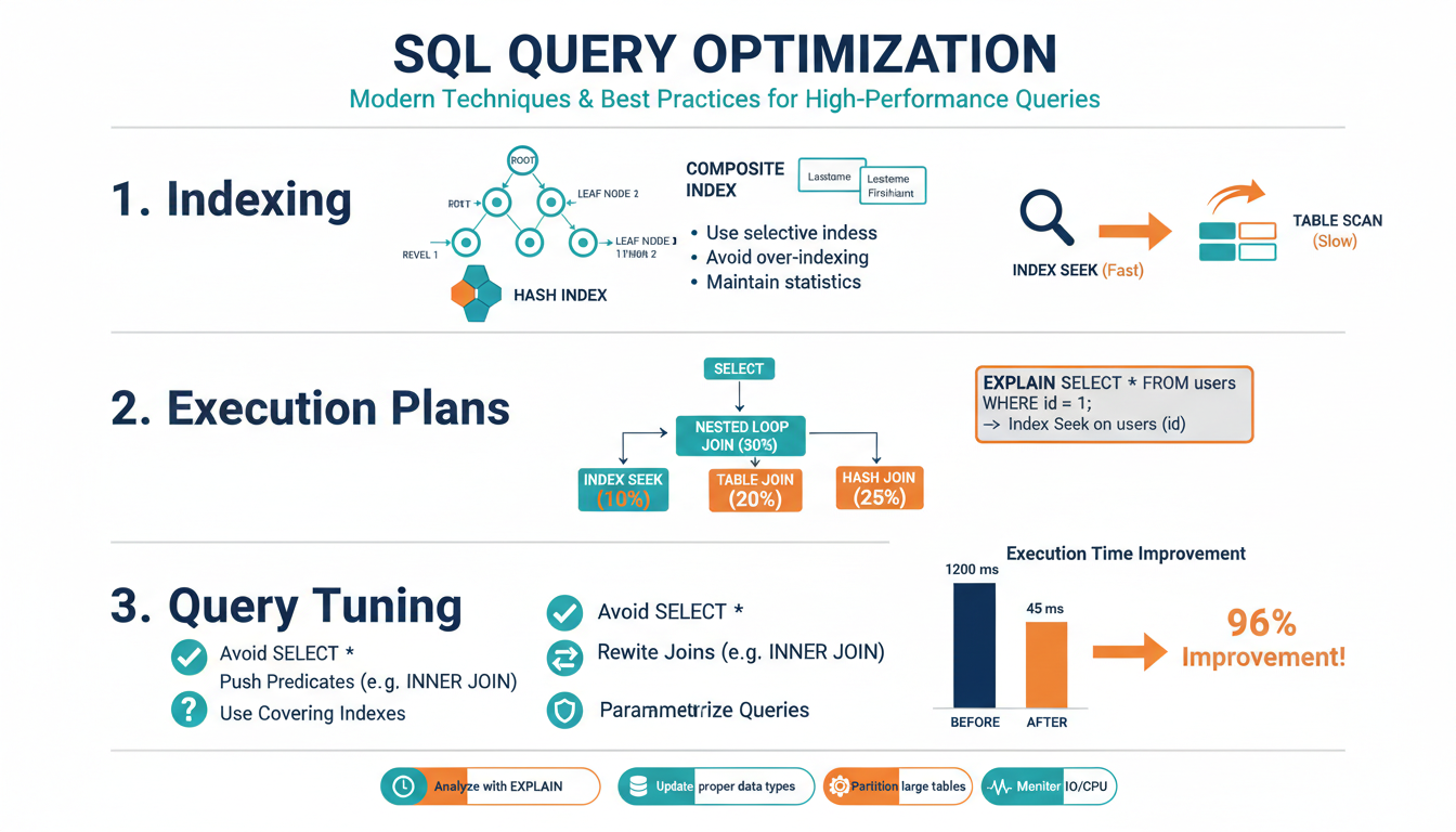 SQL Query Optimization — Modern Techniques & Best Practices for High-Performance Queries (Indexing, Execution Plans, Query Tuning)