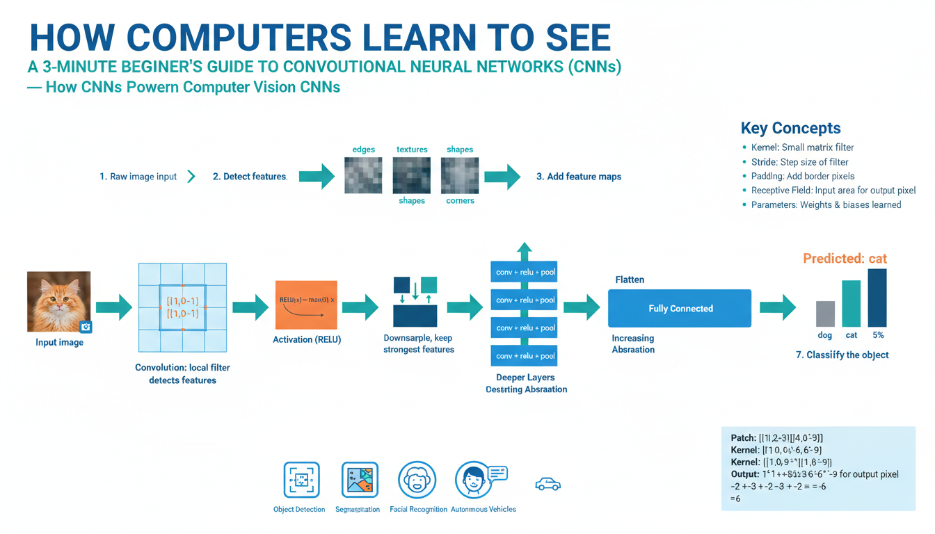 How Computers Learn to See: A 3-Minute Beginner's Guide to Convolutional Neural Networks (CNNs) — How CNNs Power Modern Computer Vision