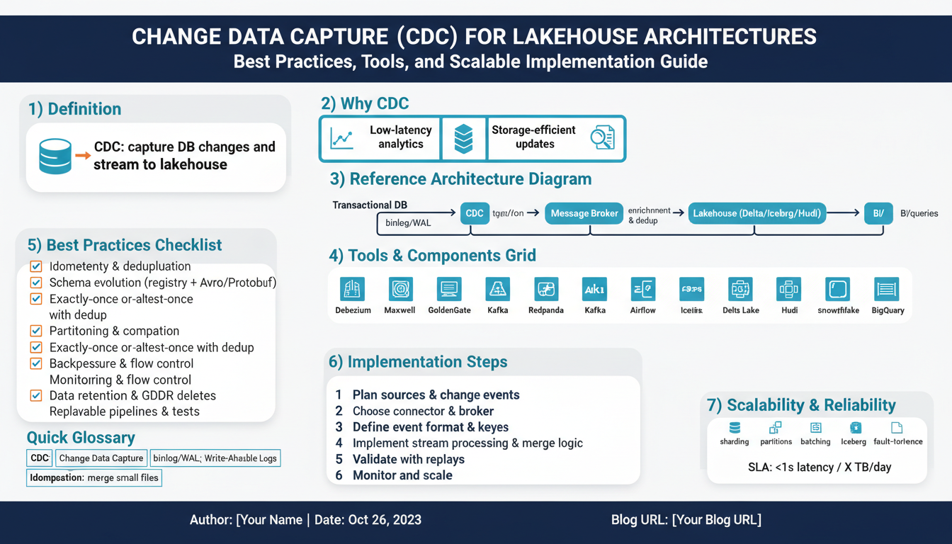 Change Data Capture (CDC) for Lakehouse Architectures — Best Practices, Tools, and Scalable Implementation Guide
