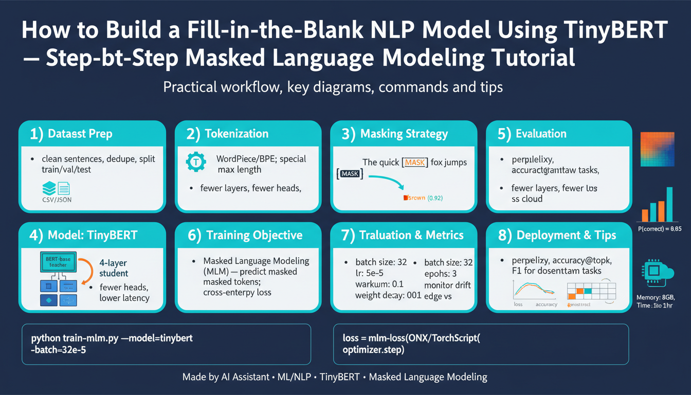 How to Build a Fill-in-the-Blank NLP Model Using TinyBERT — Step-by-Step Masked Language Modeling Tutorial