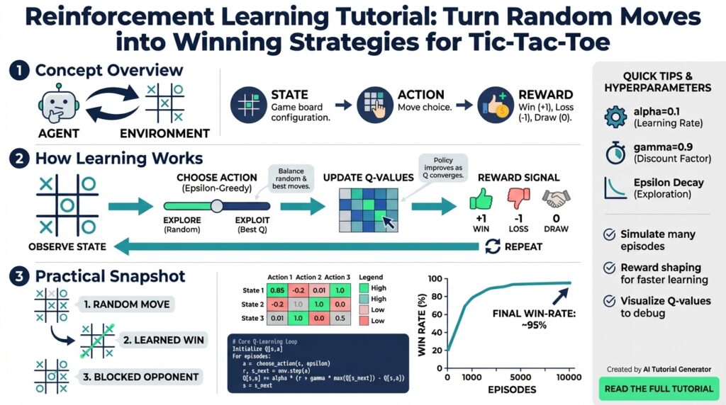 Reinforcement Learning Tutorial: Turn Random Moves into Winning Strategies for Tic-Tac-Toe