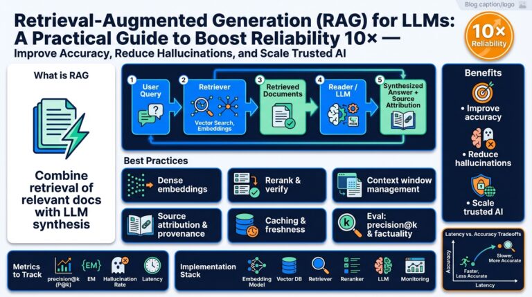 Retrieval-Augmented Generation (RAG) for LLMs: A Practical Guide to Boost Reliability 10× — Improve Accuracy, Reduce Hallucinations, and Scale Trusted AI