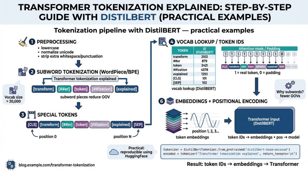 Transformer Tokenization Explained: Step-by-Step Guide with DistilBERT (Practical Examples)