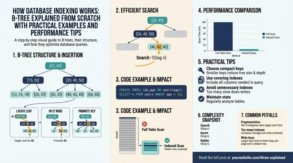 How Database Indexing Works: B-Tree Explained from Scratch with Practical Examples and Performance Tips