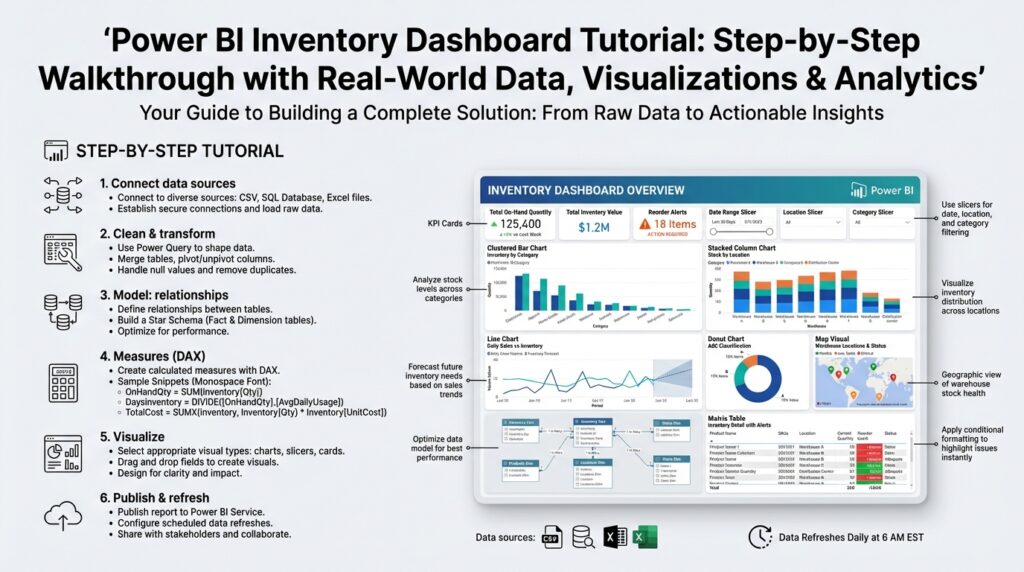 Power BI Inventory Dashboard Tutorial: Step-by-Step Walkthrough with Real-World Data, Visualizations & Analytics