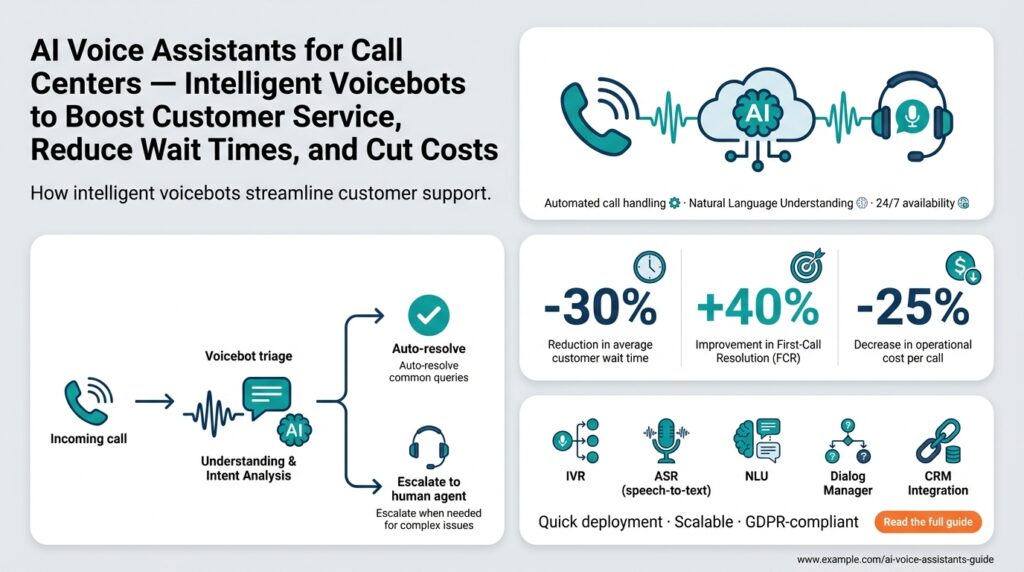 AI Voice Assistants for Call Centers — Intelligent Voicebots to Boost Customer Service, Reduce Wait Times, and Cut Costs
