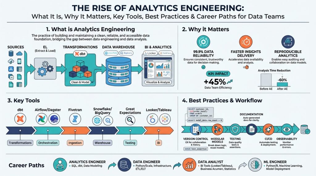 The Rise of Analytics Engineering: What It Is, Why It Matters, Key Tools, Best Practices & Career Paths for Data Teams