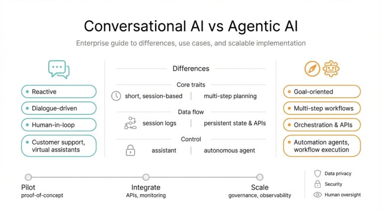 Conversational AI vs Agentic AI: An Enterprise Guide to Differences, Use Cases, and Scalable Implementation