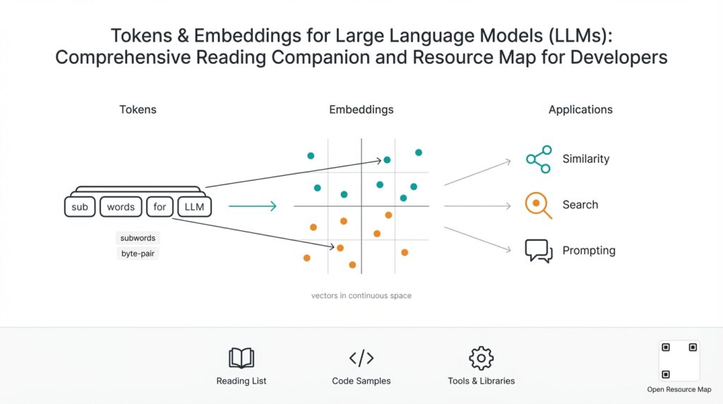 Tokens & Embeddings for Large Language Models (LLMs): Comprehensive Reading Companion and Resource Map for Developers