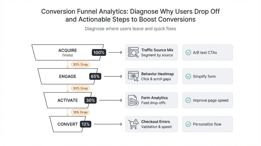 Conversion Funnel Analytics: Diagnose Why Users Drop Off and Actionable Steps to Boost Conversions