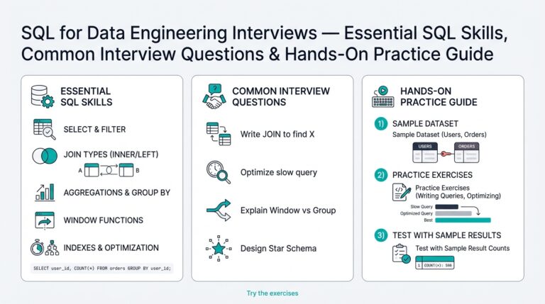 SQL for Data Engineering Interviews — Essential SQL Skills, Common Interview Questions & Hands-On Practice Guide
