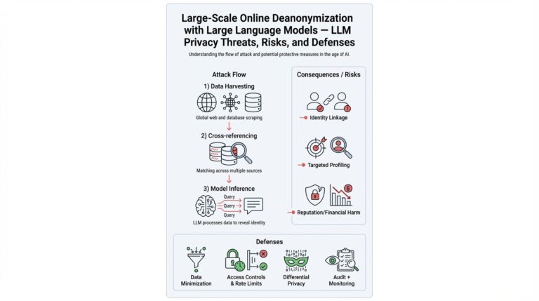 Large-Scale Online Deanonymization with Large Language Models — LLM Privacy Threats, Risks, and Defenses