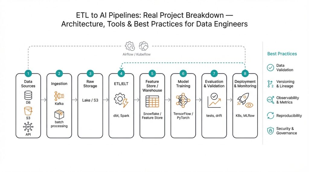 ETL to AI Pipelines: Real Project Breakdown — Architecture, Tools & Best Practices for Data Engineers