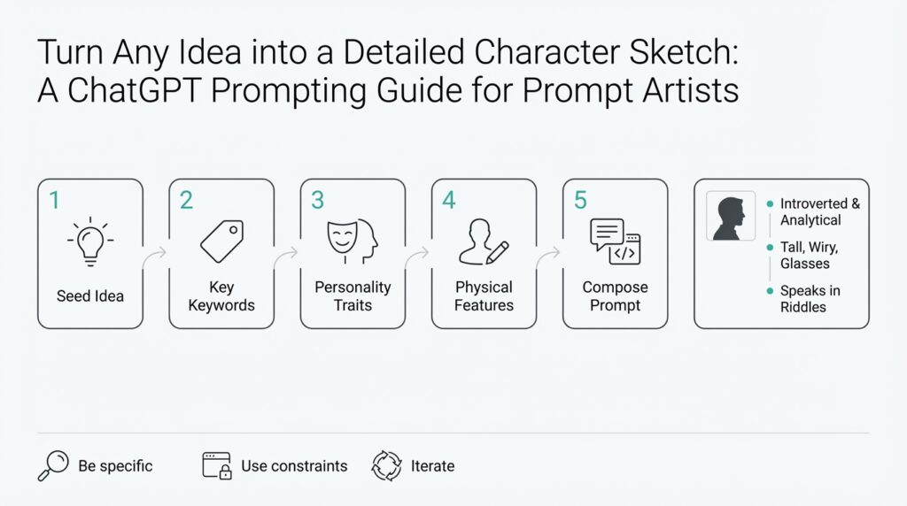 Turn Any Idea into a Detailed Character Sketch: A ChatGPT Prompting Guide for Prompt Artists