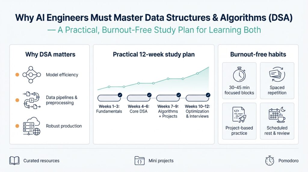 Why AI Engineers Must Master Data Structures & Algorithms (DSA) — A Practical, Burnout-Free Study Plan for Learning Both