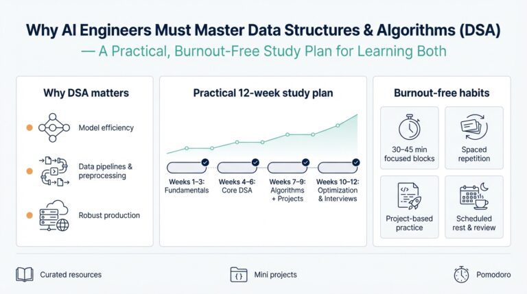 Why AI Engineers Must Master Data Structures & Algorithms (DSA) — A Practical, Burnout-Free Study Plan for Learning Both