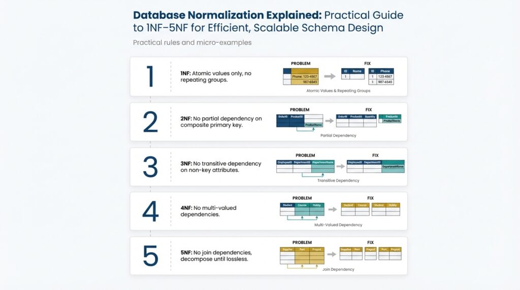 Database Normalization Explained: Practical Guide to 1NF–5NF for Efficient, Scalable Schema Design