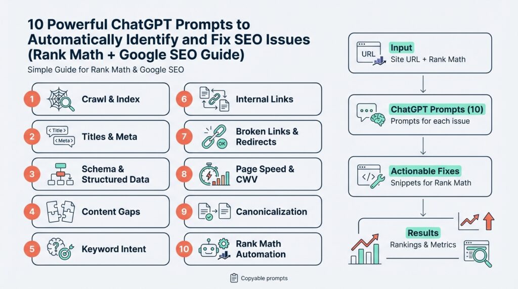 10 Powerful ChatGPT Prompts to Automatically Identify and Fix SEO Issues (Rank Math + Google SEO Guide)