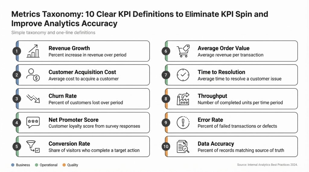 Metrics Taxonomy: 10 Clear KPI Definitions to Eliminate KPI Spin and Improve Analytics Accuracy
