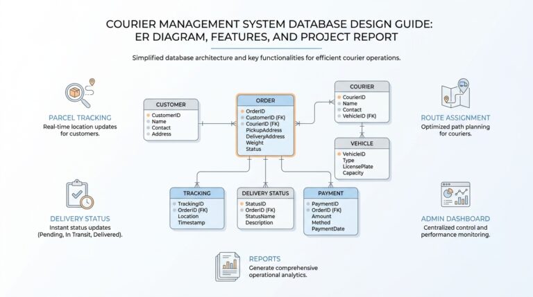 Courier Management System Database Design Guide: ER Diagram, Features, and Project Report