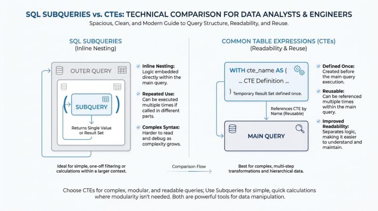 SQL Subqueries vs CTEs: A Practical Guide for Data Analysts and Engineers