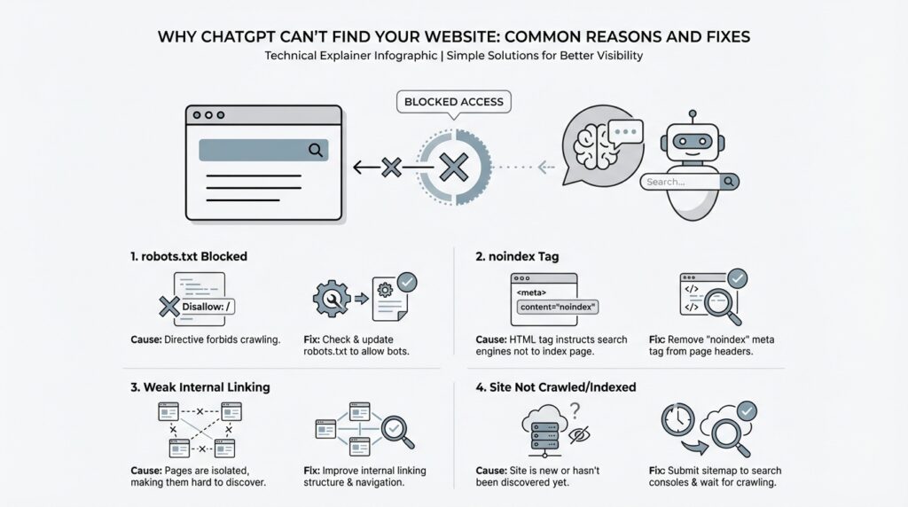 Why ChatGPT Can’t Find Your Website: Common Reasons and Fixes