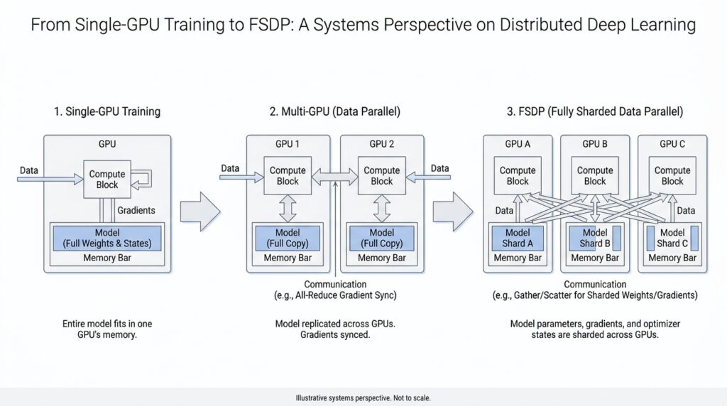 From Single-GPU Training to FSDP: A Systems Perspective on Distributed Deep Learning