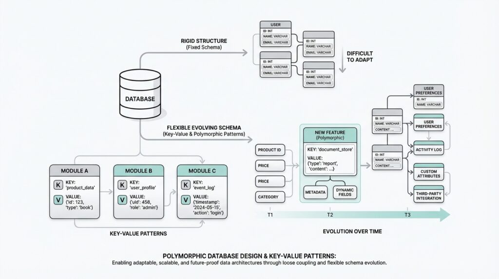 Database Design Polymorphism: Using Key-Value Patterns for Flexible, Evolving Schemas
