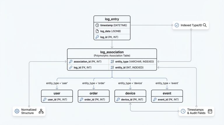 Database Design Best Practices for Handling Complex Logs with Polymorphic Associations in SQL