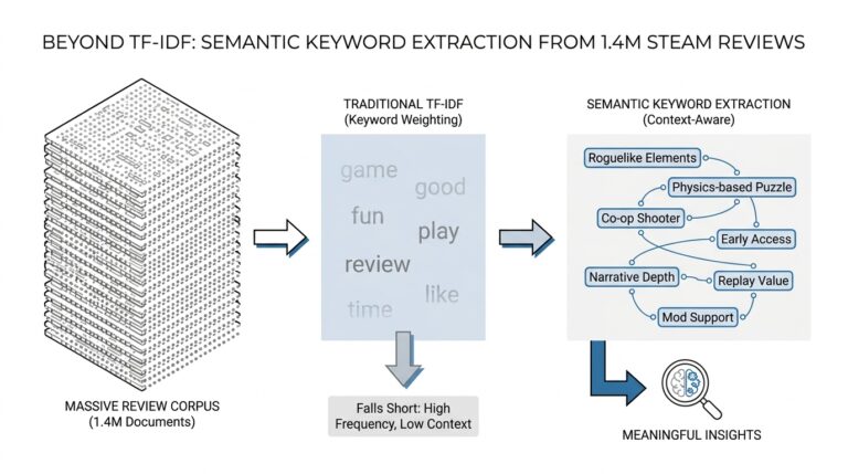 Extracting Meaningful Keywords from 1.4M Steam Game Reviews When TF-IDF Falls Short