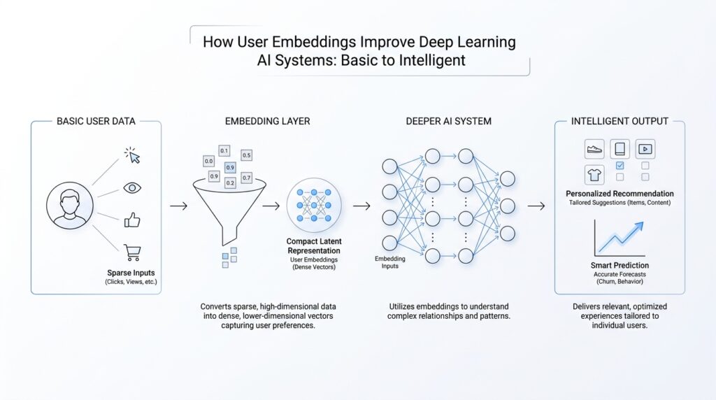 How User Embeddings Improve Deep Learning AI Systems from Basic to Intelligent