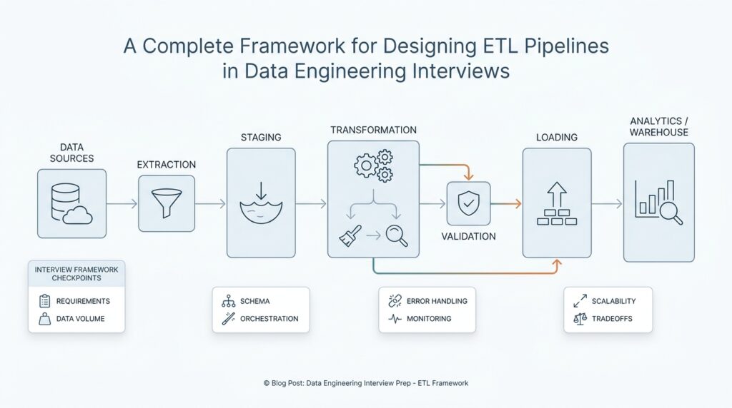 A Complete Framework for Designing ETL Pipelines in Data Engineering Interviews