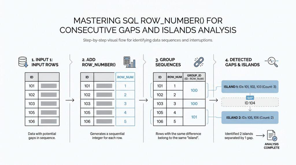 Mastering SQL ROW_NUMBER() for Consecutive Gaps and Islands Analysis