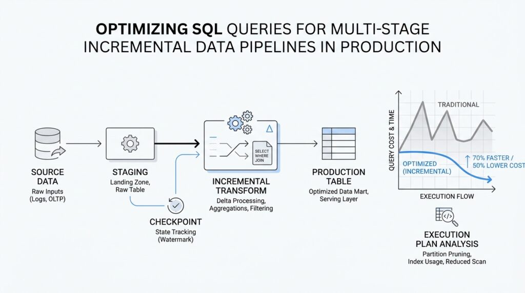 Optimizing SQL Queries for Multi-Stage Incremental Data Pipelines in Production