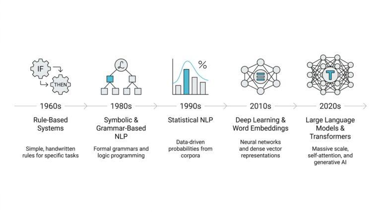 NLP Evolution from Rule-Based Systems to Large Language Models (1960–2026)